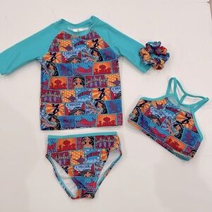 Disney Princess Jasmine 4pc Swimsuit little girls size 4. NWOT